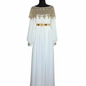 Regal White & Gold Embellished Maxi Dress
