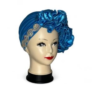 Statement Ruffle Turban – Electric Blue
