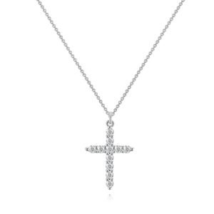 Diamond Cross Pendant Necklace – Stainless Steel Elegance