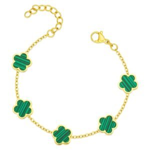 Green Clover Charm Bracelet - 18k gold plated Stainless Steel