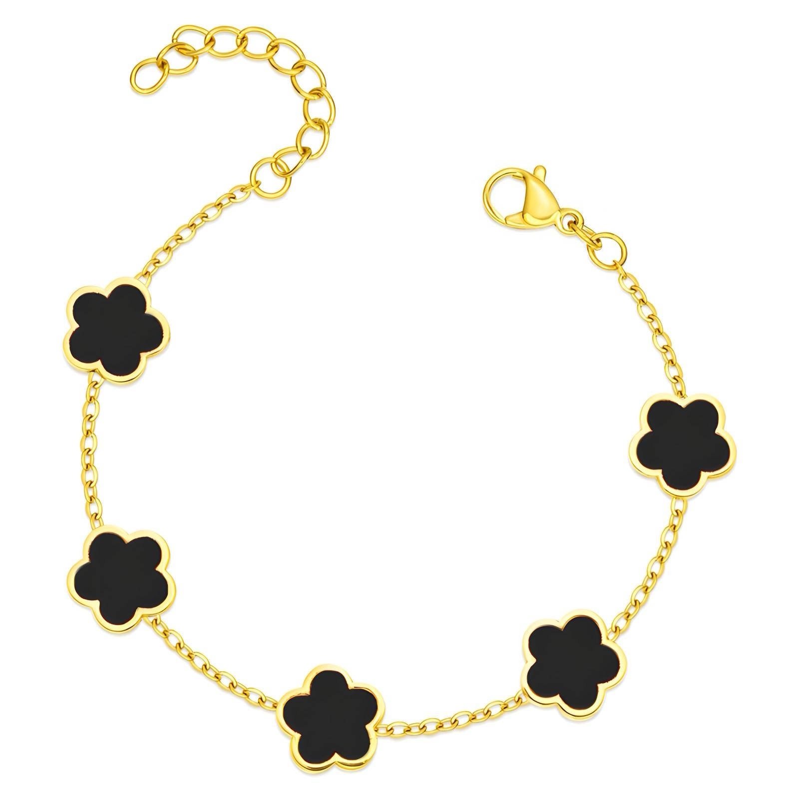 Black Clover Charm Bracelet - 18k gold-plated stainless steel